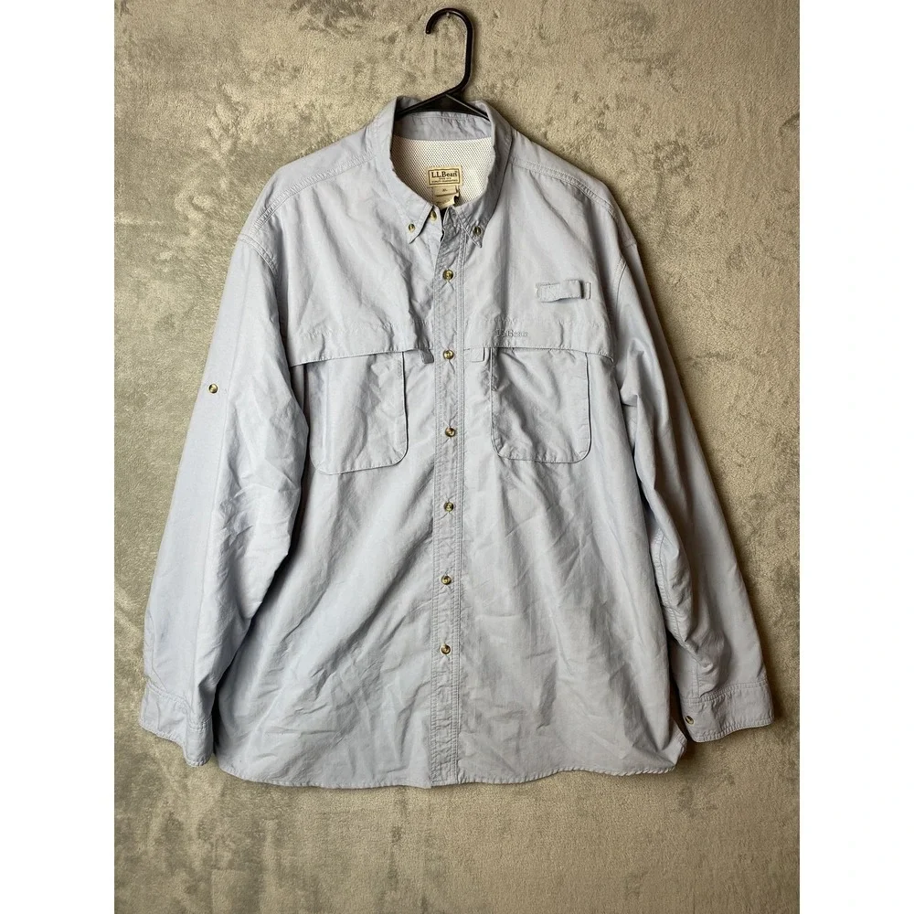 L.L.Bean Men's XL Windbreaker Light Grey Nylon Polyester